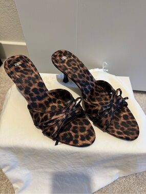 Leopard Print mule, Heeled Sandals - Zara